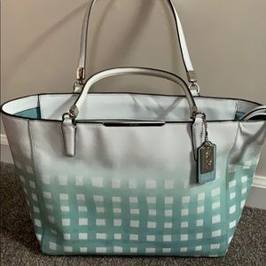 Coach mint white purse tote